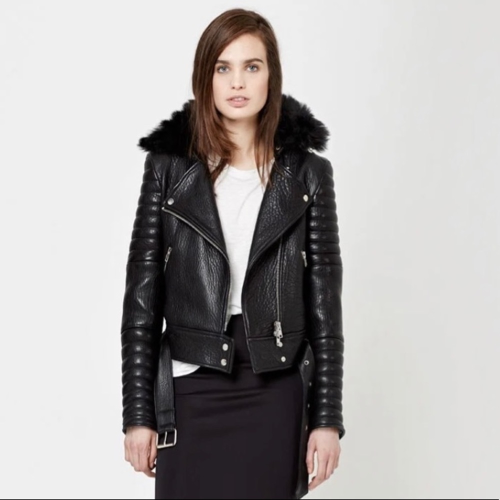 Rainier Leather Moto Biker Jacket by The Arrivals NWOT